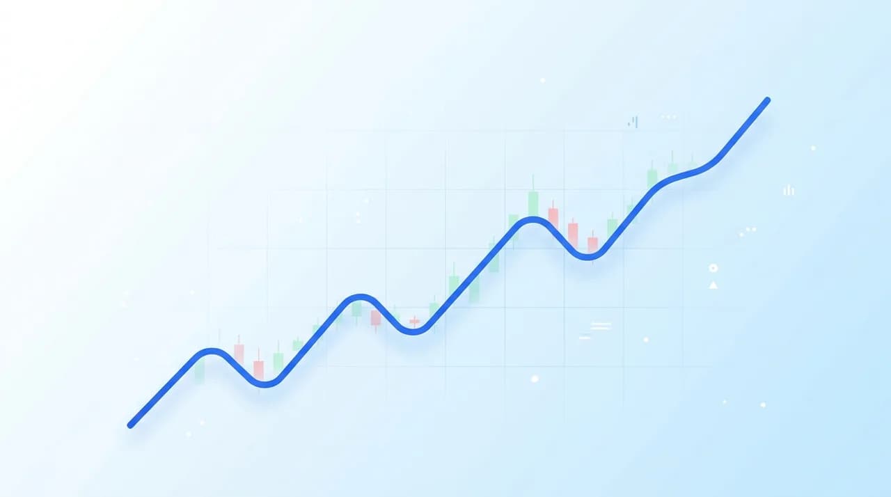 Line chart illustrating fluctuating AI stock market performance with alternating gains and declines over time